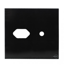 Placa p/ 1 Tomada + furo 4x4 - Novara Glass Preto Grafite